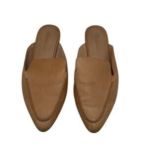Madewell Frances Skimmer Mule Leather Slip-On Flats AM193 Sz 7 Tan Neutral